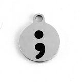 Semicolon Sign Round Personalized Charm | Bellaire Wholesale