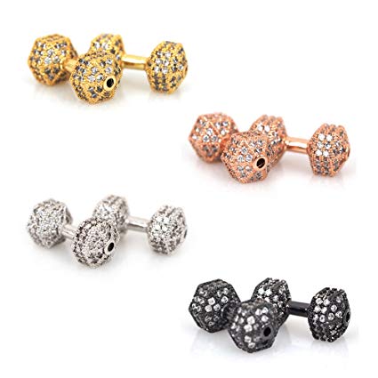 CZ Micro Pave Gunmetal Dumb Bell Bead | Bellaire Wholesale
