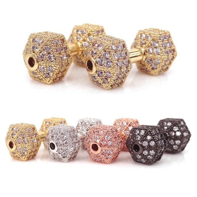CZ Micro Pave Gold Dumb Bell Bead | Bellaire Wholesale