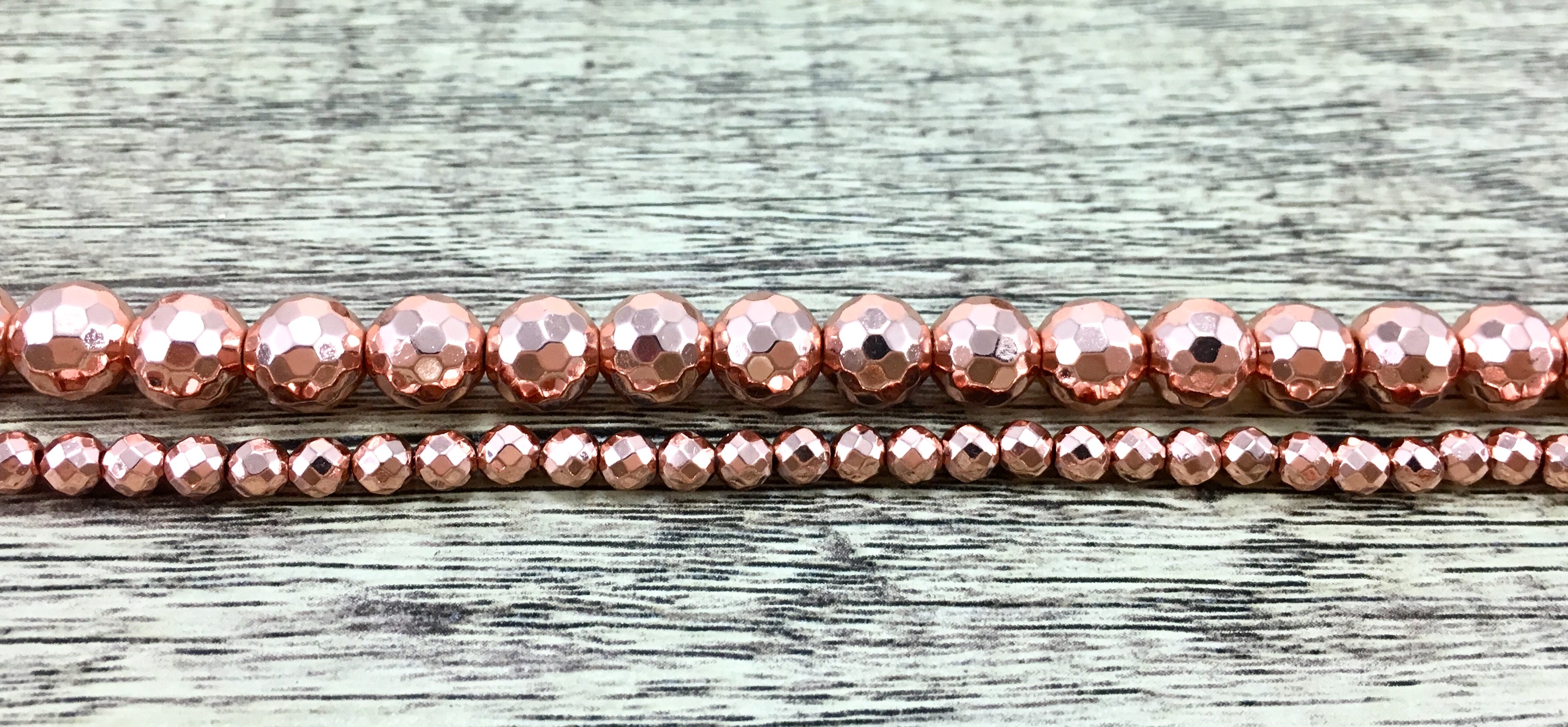 6mm Rose Gold Faceted Hematite Bead | Bellaire Wholesale