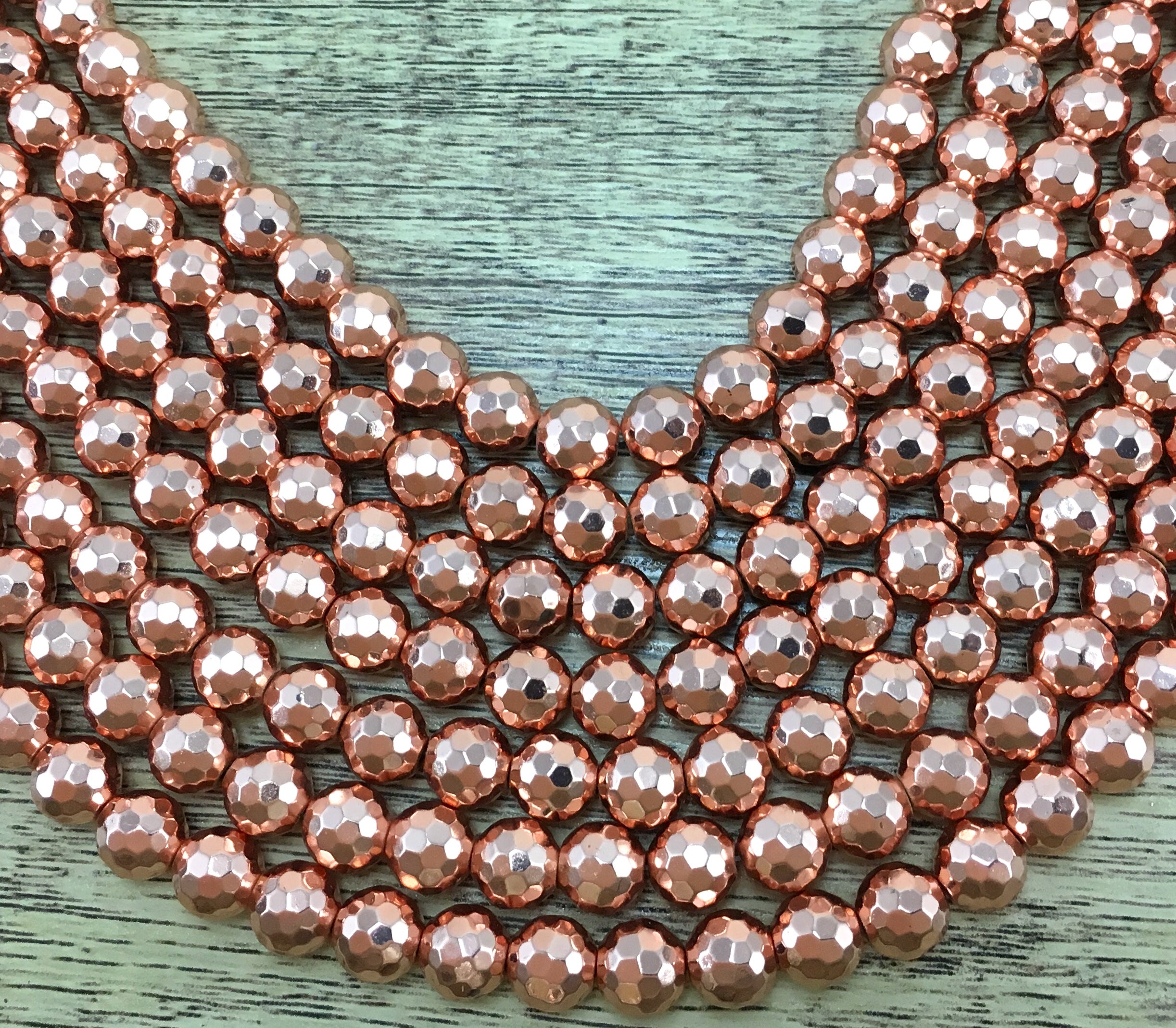 10mm Rose Gold Faceted Hematite Bead | Bellaire Wholesale