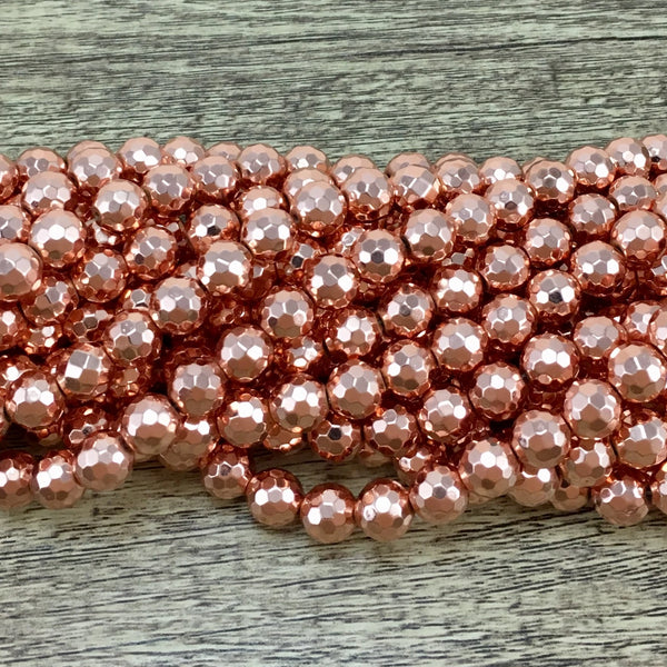 4mm Rose Gold Faceted Hematite Bead | Bellaire Wholesale