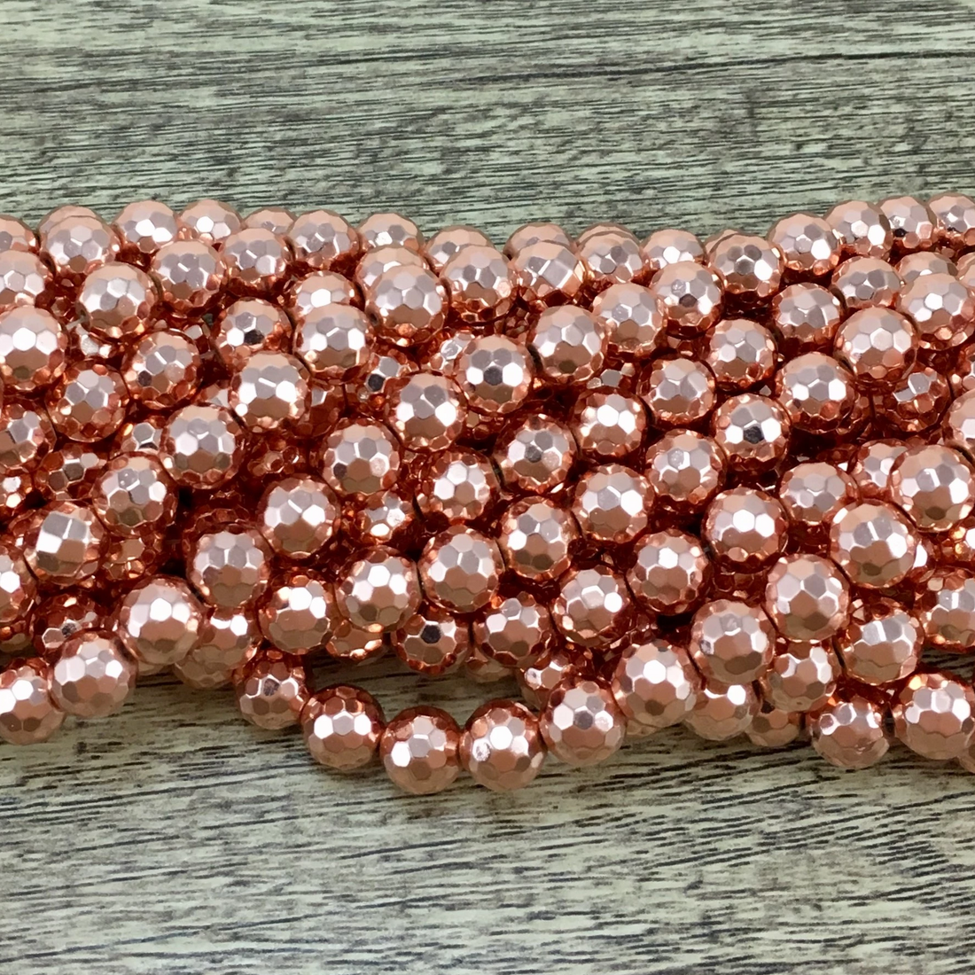 8mm Rose Gold Faceted Hematite Bead | Bellaire Wholesale