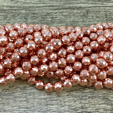 8mm Rose Gold Faceted Hematite Bead | Bellaire Wholesale