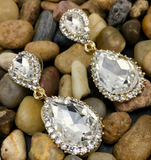 Crystal Long Teardrop Earrings, Gold | Bellaire Wholesale