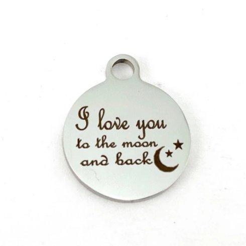 I love you to the moon and back Engraved Charm | Bellaire Wholesale
