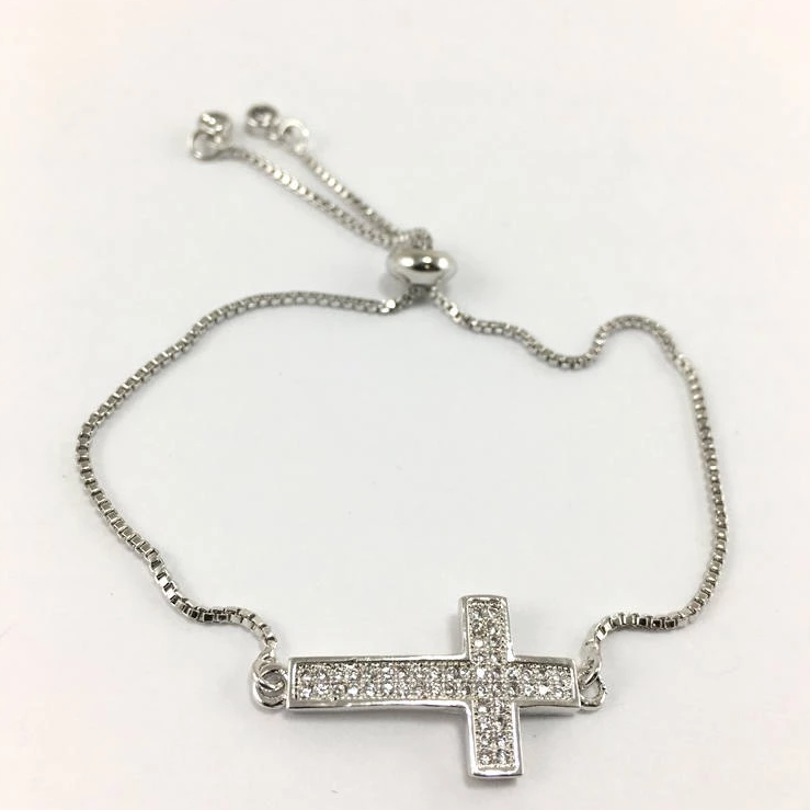 Cross Adjustable CZ Pave Bracelet | Bellaire Wholesale