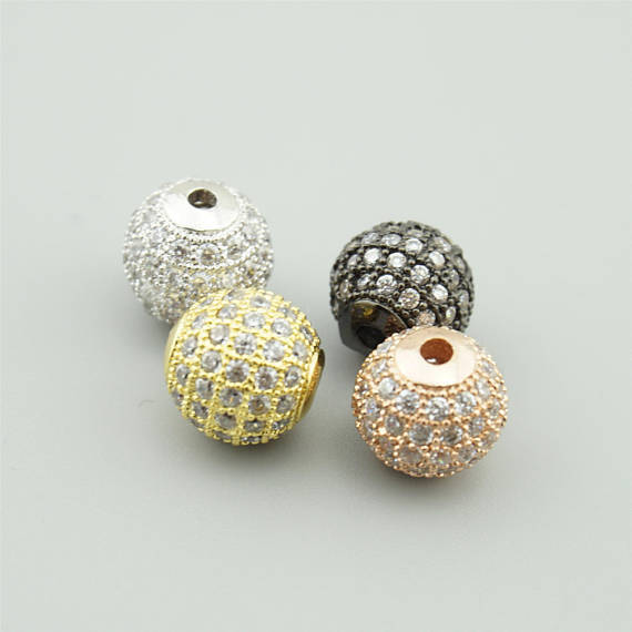 6mm CZ Pave Bead Round Gunmetal Bead | Bellaire Wholesale