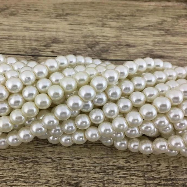 8mm Faux Glass Pearls, Ivory | Bellaire Wholesale