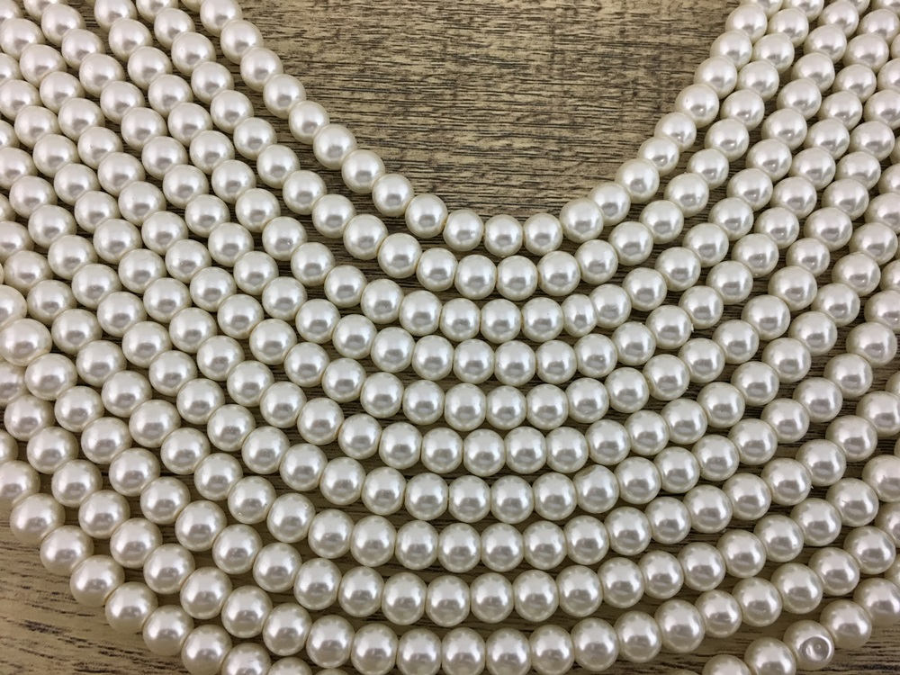 4mm Faux Glass Pearls, Ivory | Bellaire Wholesale