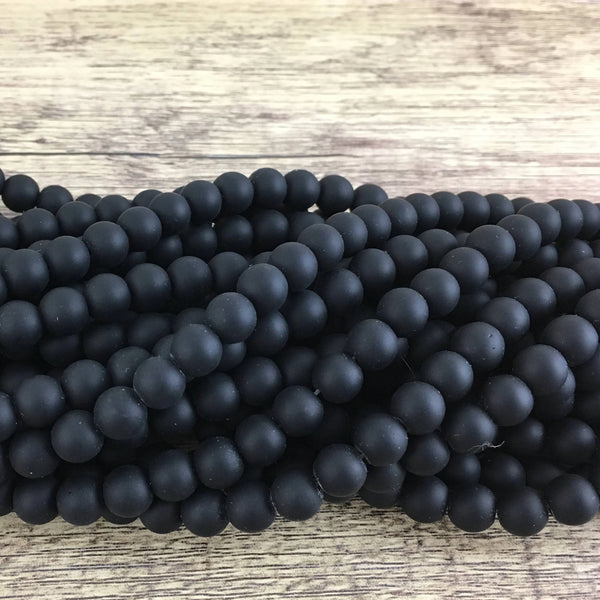 4mm Frosted Black Agate Bead | Bellaire Wholesale