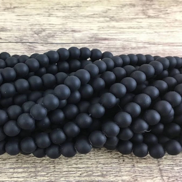 12mm Frosted Black Agate Bead | Bellaire Wholesale