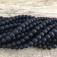 12mm Frosted Black Agate Bead | Bellaire Wholesale
