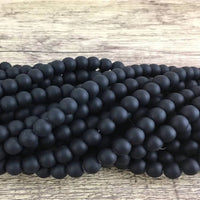 8mm Frosted Black Agate Bead | Bellaire Wholesale