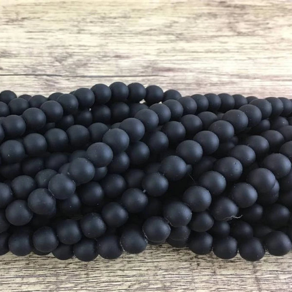 10mm Frosted Black Agate Bead | Bellaire Wholesale
