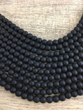 8mm Frosted Black Agate Bead | Bellaire Wholesale