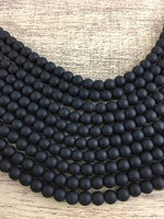 6mm Frosted Black Agate Bead | Bellaire Wholesale