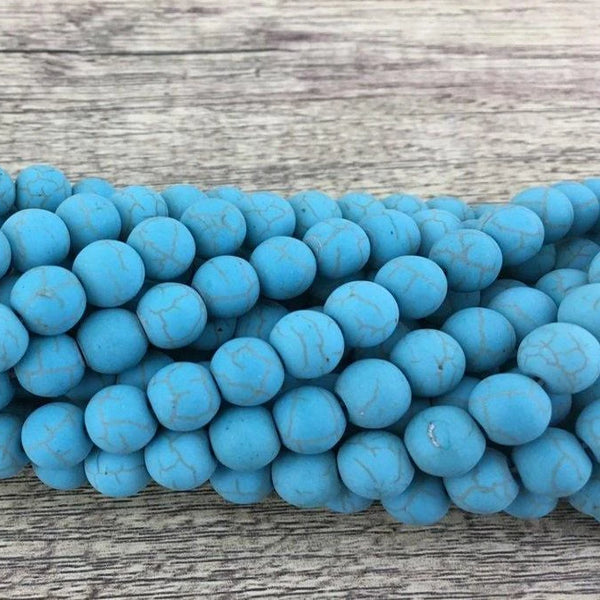 10mm Frosted Blue Howlite Bead | Bellaire Wholesale
