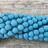 8mm Frosted Blue Howlite Bead | Bellaire Wholesale