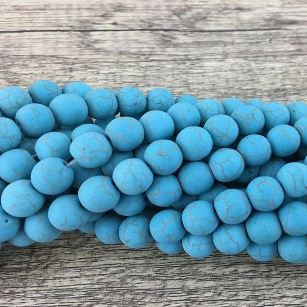 8mm Frosted Blue Howlite Bead | Bellaire Wholesale