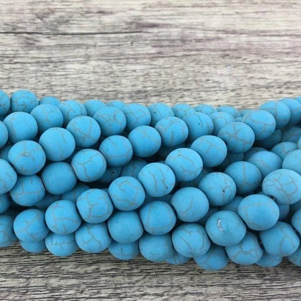 6mm Frosted Blue Howlite Bead | Bellaire Wholesale