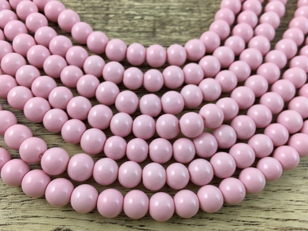 8mm Faux Glass Pearls, Solid Milky Pink | Bellaire Wholesale