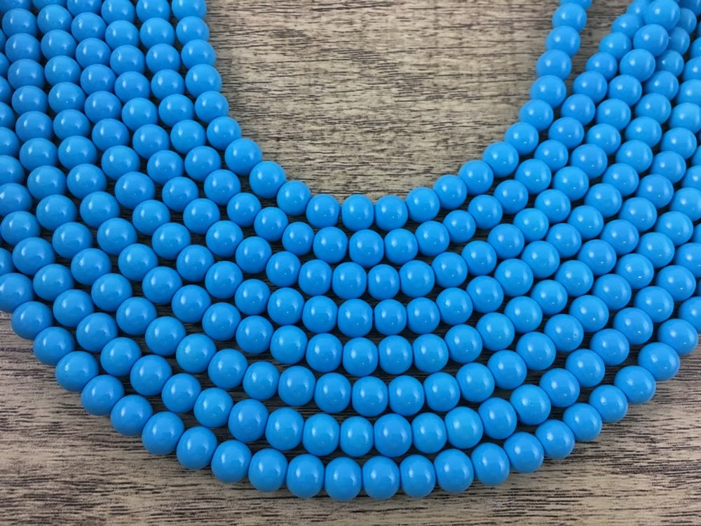 8mm Faux Glass Pearl Bead, Solid Blue | Bellaire Wholesale