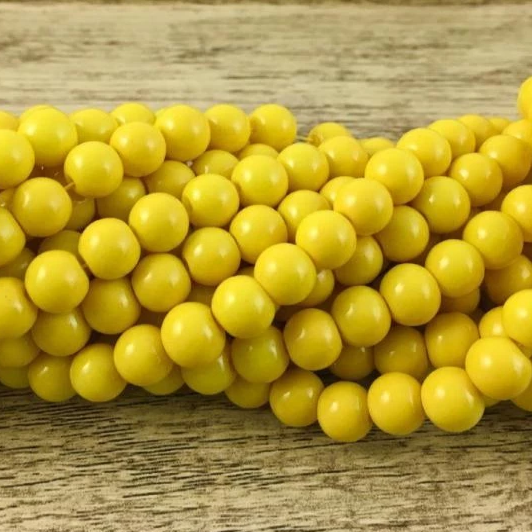 12mm Glass Pearl Bead, Solid Yellow | Bellaire Wholesale