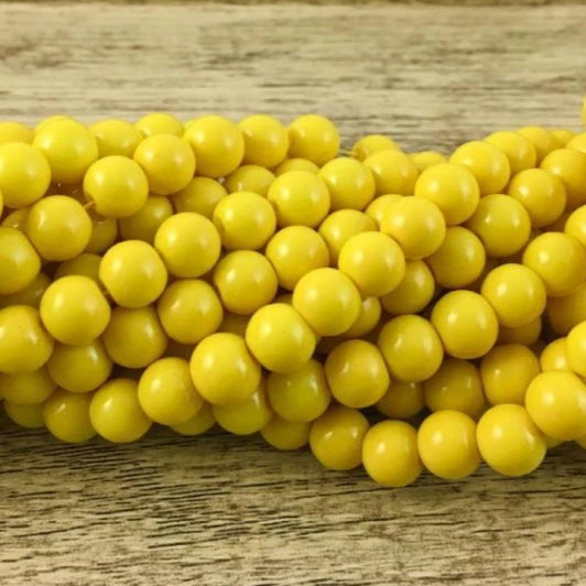 10mm Glass Pearl Bead, Solid Yellow | Bellaire Wholesale