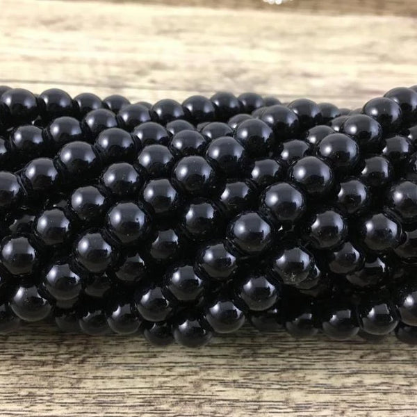 10mm Faux Glass Pearl Bead, Black | Bellaire Wholesale