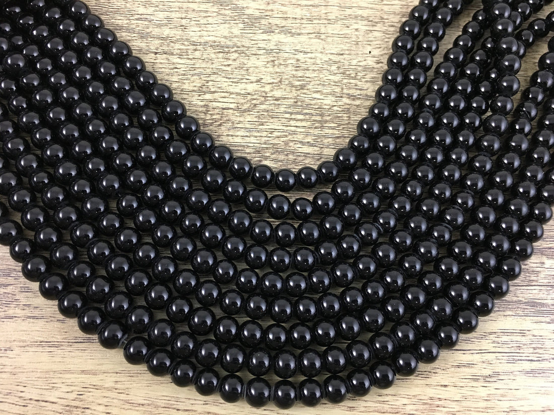 6mm Faux Glass Pearls Bead, Black | Bellaire Wholesale