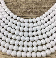 6mm Faux Glass Pearl Bead, Solid Chalk White | Bellaire Wholesale