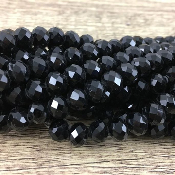 8mm Faceted Rondelle Glass Bead, Jet Black | Bellaire Wholesale