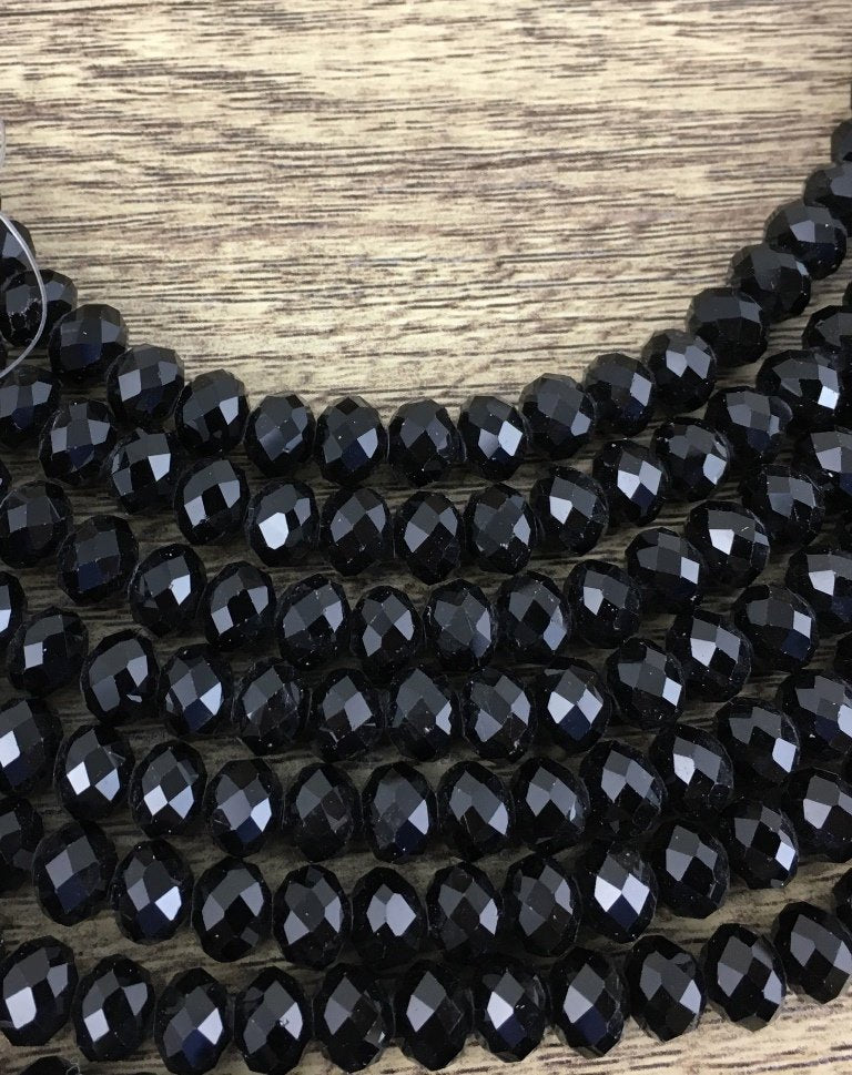 6mm Faceted Rondelle Glass Bead, Jet Black | Bellaire Wholesale