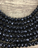 Faceted Rondelle Glass Bead, Jet Black | Bellaire Wholesale