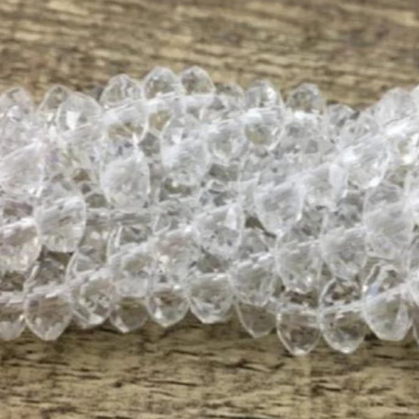 8 mm Clear Faceted Rondelle Glass Bead | Bellaire Wholesale