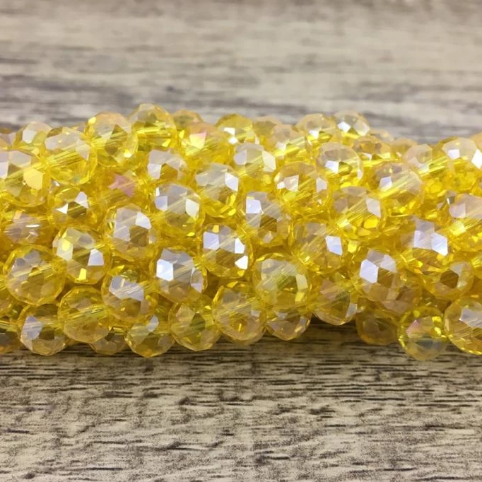 Faceted Glass Bead, Yellow AB | Bellaire Wholesale