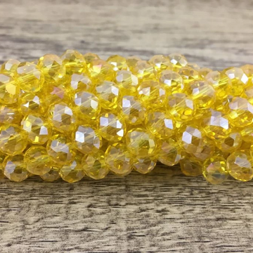 8mm Faceted Rondelle Glass Bead, Yellow AB | Bellaire Wholesale