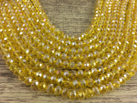 8mm Faceted Rondelle Glass Bead, Yellow AB | Bellaire Wholesale