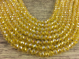 8mm Faceted Rondelle Glass Bead, Yellow AB | Bellaire Wholesale