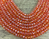 8mm Faceted Rondelle Glass Bead, Orange AB | Bellaire Wholesale