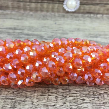8mm Faceted Rondelle Glass Bead, Orange AB | Bellaire Wholesale