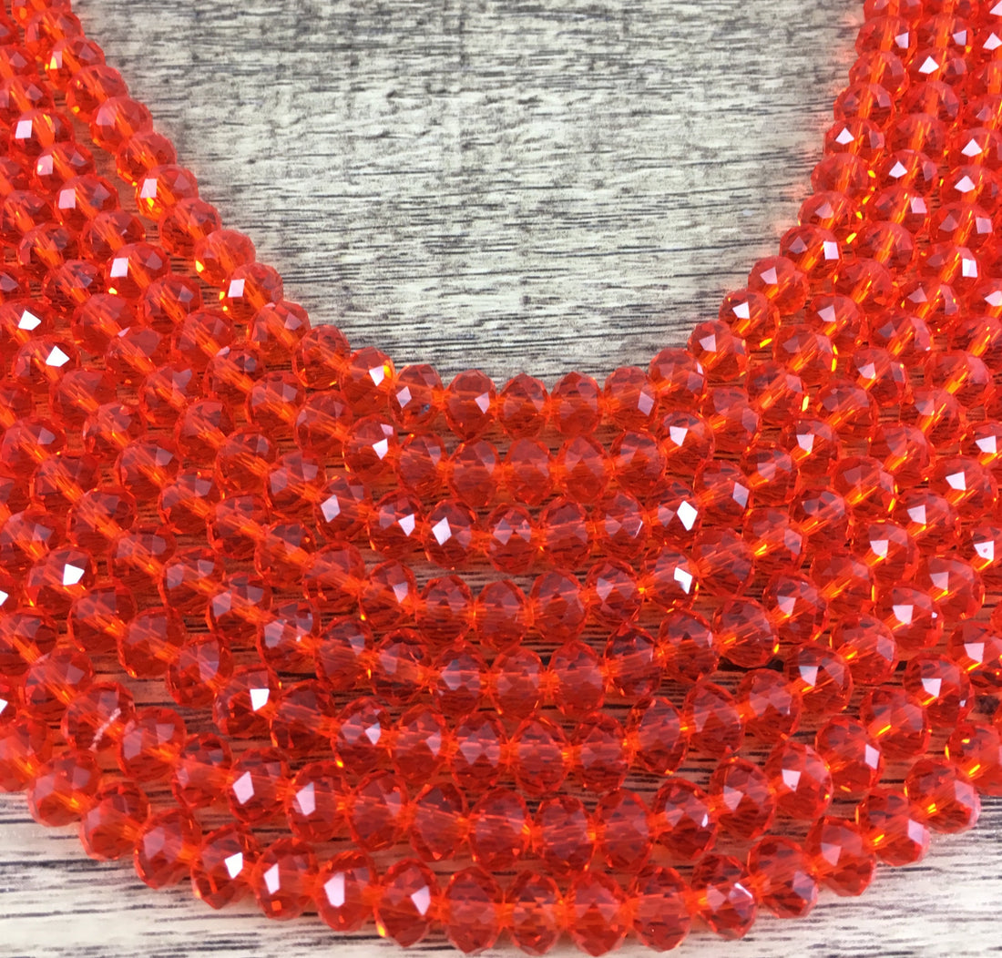 8mm Faceted Rondelle Glass Bead, Orange | Bellaire Wholesale