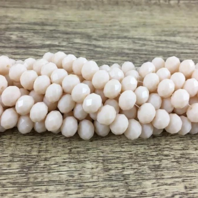 8mm Faceted Rondelle Glass Bead, Bone Color | Bellaire Wholesale