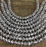 8mm Faceted Rondelle Glass Bead  Silver Grey | Bellaire Wholesale