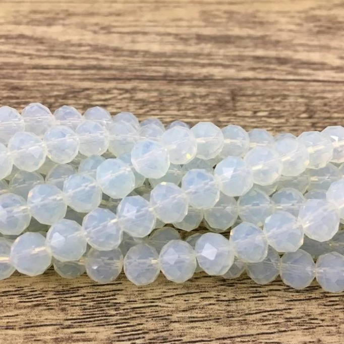 6mm Faceted Rondelle Glass Bead,Frosty White | Bellaire Wholesale