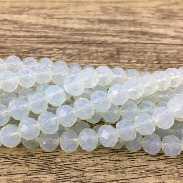 8mm Faceted Rondelle Glass Bead,Frosty White | Bellaire Wholesale