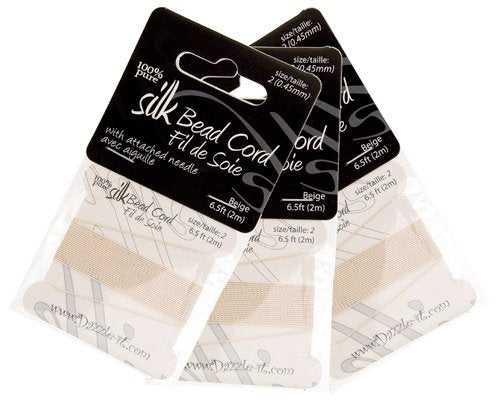 Silk Thread with Needle 0.45 mm, Beige | Bellaire Wholesale