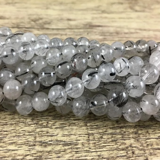 10mm Black Tourmalinated Quartz Bead | Bellaire Wholesale