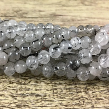 6mm Black Tourmalinated Quartz Bead | Bellaire Wholesale